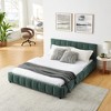 Queen Size Platform Bed  Upholstered Bed Frame with Chenille Fabric with Headboard -- Frevyn - 2 of 4
