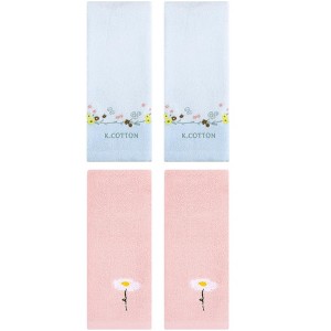 REGALWOVEN 4 Pcs Cotton Soft Absorbent Floral Pattern Hand Towel - 1 of 4