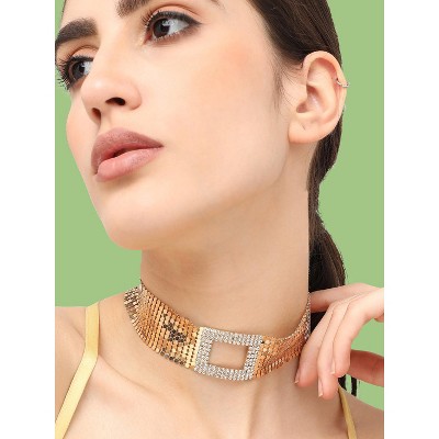 SOHI Women's Gold Bling Choker Necklace