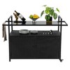 Vynxaria Bar Serving Carts, Black Wicker Patio Wine Cart with Wheels and Glass Top - 3 of 4