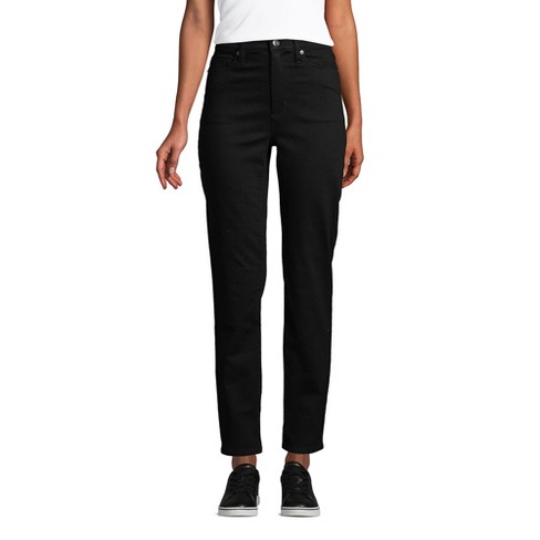 Lands' End Women's Tall High Rise Straight Leg Ankle Jeans Black - 10 ...