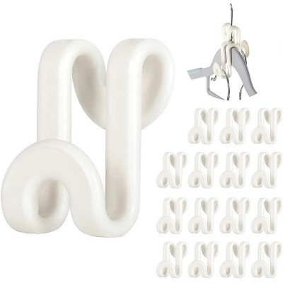 LunaLulinlk 60pc Clothes Hanger Connector Hooks, White Clothes Hanger Organizer Mini Space Saver Hangers Clothes Hanger Extender White