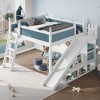 KWPZQEB Kids Loft Bed with Storage Shelves, Detachable Slide and Ladders, Wooden Kids Loft Bed with Safety Guardrail, Under-Bed Play Space - 2 of 4