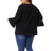 Agnes Orinda Women's Plus Size Holiday 3/4 Flare Sleeve Peasant Keyhole Tie Boho Blouse - 4 of 4