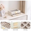 2-Tier Earring Storage Box with Glass Top, Drawer and Grid Organizer for Women, White - 4 of 4