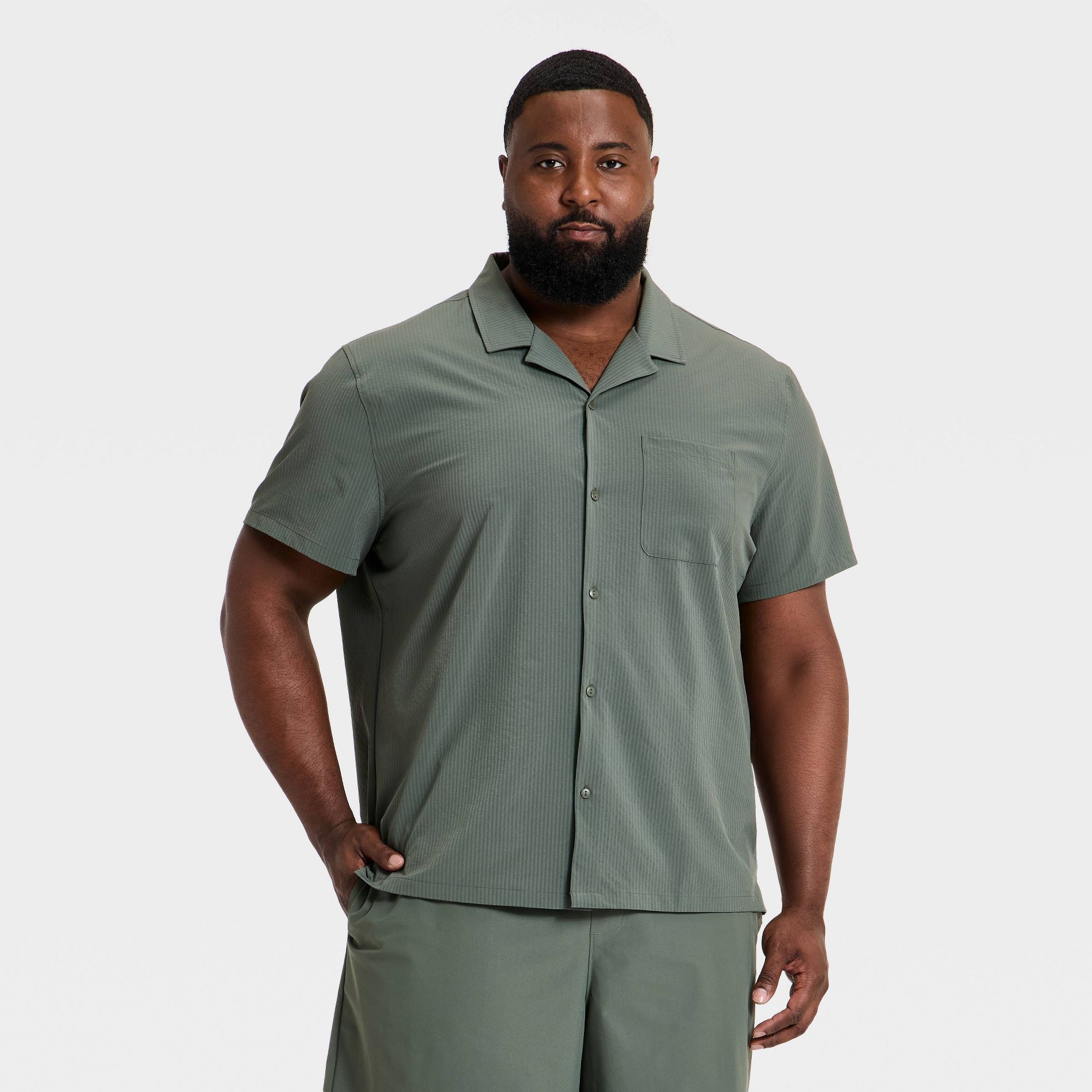 Men's Seersucker Button-Down Shirt - All In Motion™