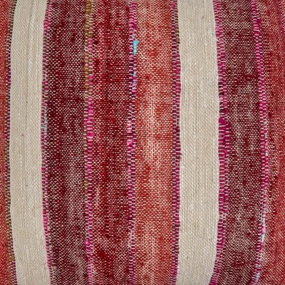 Red and Beige Striped Cotton Throw Pillow 16" x 24"