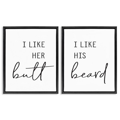 Stupell Industries Her Butt His Beard Funny Romantic, 17" x 21"