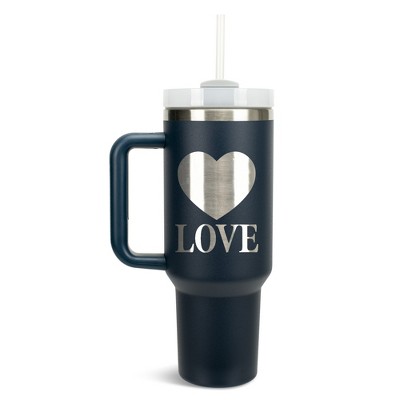 100 North Love Heart Thinking of You Always Wrap-Around 40 Oz. Stainless Steel Water Bottle Coffee Mug, Spill & Leak Resistant, Travel Tumbler with