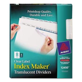 Avery Index Maker Print & Apply Clear Label Plastic Dividers 8-Tab Letter 5 Sets 12450