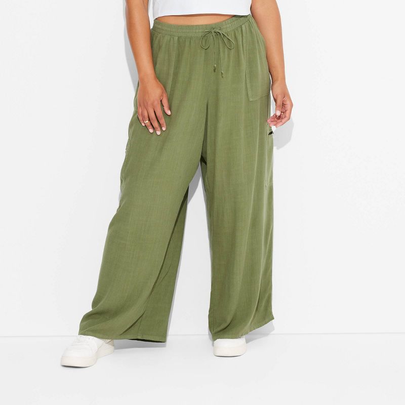 Women's Mid-Rise Wide Leg Vacation Cargo Pants - Wild Fable™, 3 of 6