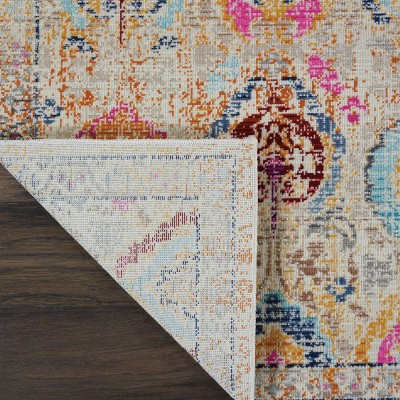 Ivory Medallion Hand-Knotted 2' x 4' Synthetic Area Rug