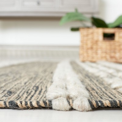 Natural Beige Handwoven Wool and Jute Square Area Rug