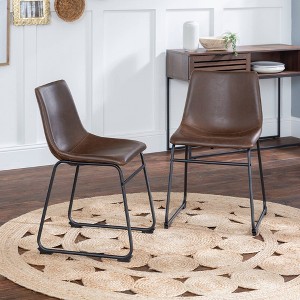 Set of 2 Laslo Modern Upholstered Faux Leather Dining Chairs - Saracina Home - 1 of 4