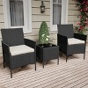 3 Piece Patio Set, PE Rattan Patio Conversation Set, 2 Chairs + Coffee Table, Outdoor Patio Furniture Set for Patio Front Porch Balcony Bistro - 2 of 4