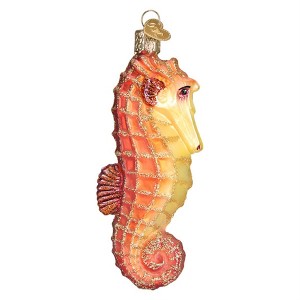 Old World Christmas Blown Glass Ornament for Christmas Tree, Orange Seahorse - 1 of 3