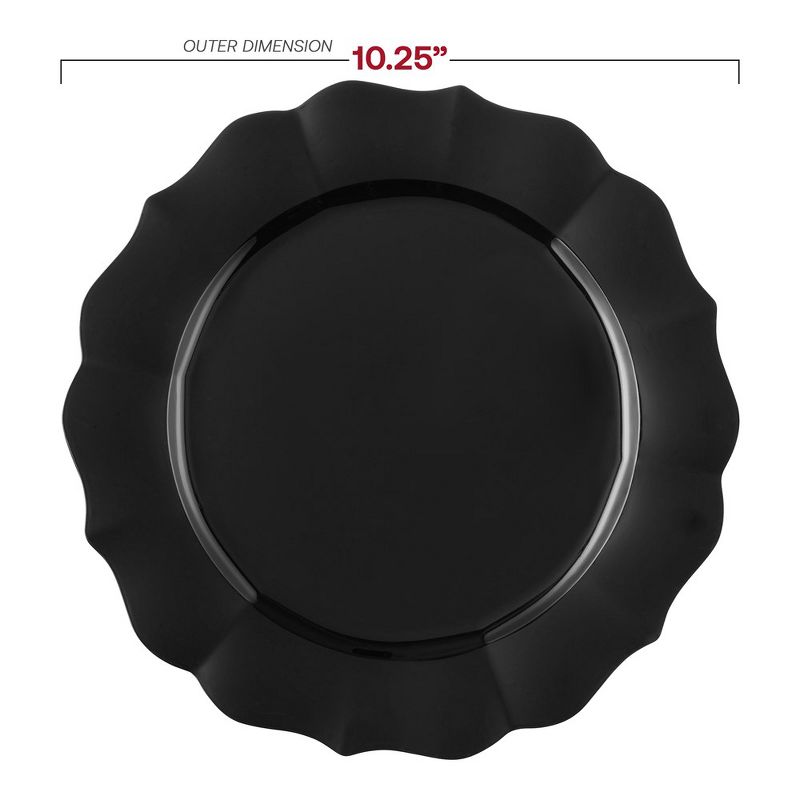 Smarty Had A Party 10.25" Black Round Lotus Disposable Plastic Dinner Plates, 2 of 7