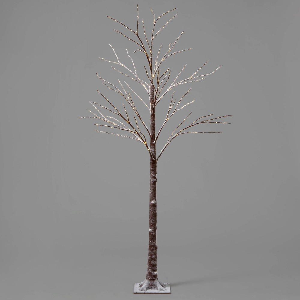 Photos - Floodlight / Street Light 6' Brown Flocked Tree Dew Drop Christmas LED Novelty Sculpture Light Warm