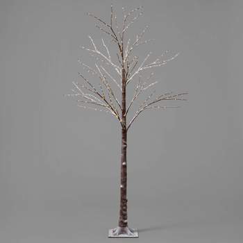 6ft LED Dew Drop Brown Flocked Twig Tree LED Christmas Novelty Sculpture Light Warm White - Wondershop™