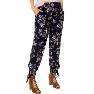 maison Jules Womens Floral-Print Ankle-Tie Relaxed Harem Casual Pants - 1 of 1