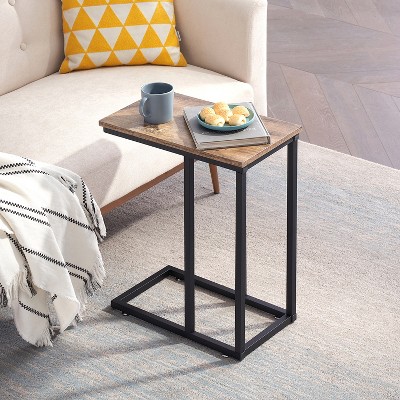 VECELO C-Shaped End Side Table for Sofa/Couch, Snack TV Tray for Living Room or Bedroom
