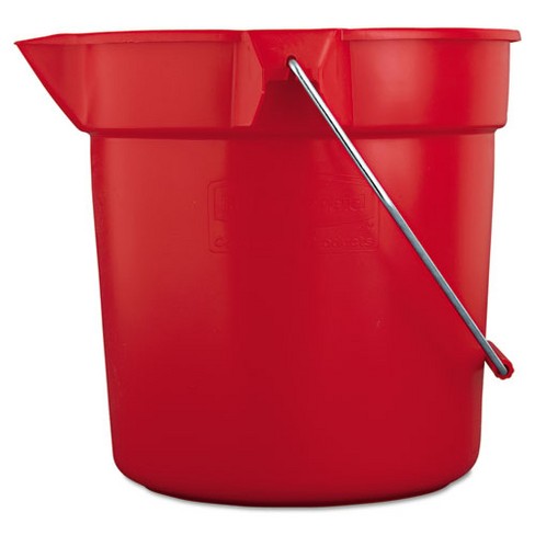 Rubbermaid Commercial Brute Round Utility Pail, 10 Qt, Plastic, Red, 10 ...