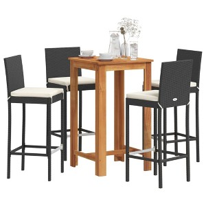 vidaXL Garden Bar Set Black Solid Acacia Wood Medium Removable Covers - 1 of 4