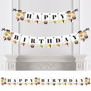 Big Dot of Happiness Let's Roll - Sushi - Japanese Birthday Party Bunting Banner - Birthday Party Decorations - Happy Birthday - 1 of 4