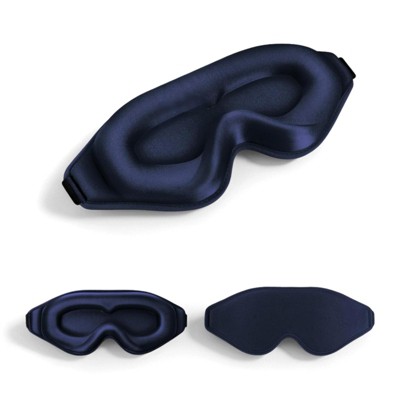 3D Deep Contoured Zero Pressure Sleep Eye Mask for Men and Women, Blackout Blindfold with Adjustable Strap for Travel, Home, Nap , Blue