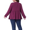 Agnes Orinda Women's Plus Size Swiss Dot Round Neck Puff Sleeve Casual Cute Babydoll Blouses - 4 of 4