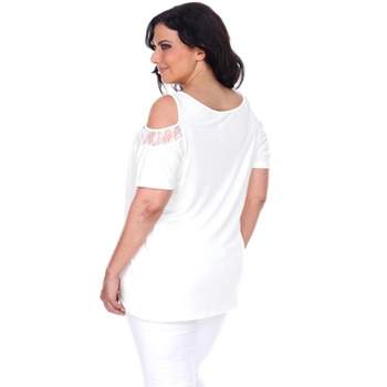 Women's Plus Size Cut Out Shoulder Bexley Tunic Top - White Mark