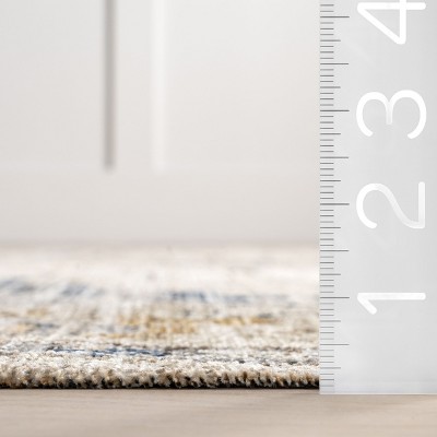 Red and Beige Synthetic Medallion 4' x 6' Area Rug