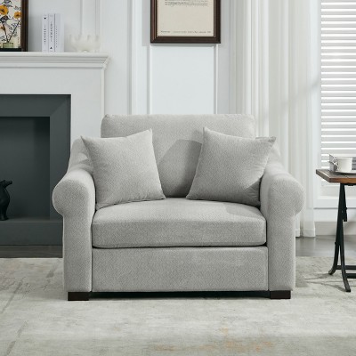 44.5"W Modern Chenille Oversized Armchair, Accent Chair, Single Sofa with 2 Pillows 4S - ModernLuxe