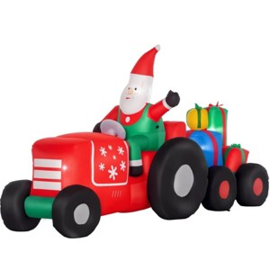 TopComfy Decorative Holiday Scene Props Inflatable Santa on Driving Trailer with Gift Load Cheerful Outdoor for Yard, Red, 12.61"*12.61"*7.49" - 1 of 4