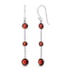 .925 Sterling Silver Graduating Bezel Set Red Garnet Dangle Earring - 2 of 4