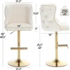SKRAN Bar Stool, Counter Height Kitchen Chairs Golden Base, Velvet Swivel Padded Cushion Bar Chair, Lion Head Ring Nailhead Diamond Pattern - 3 of 4