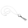 ELYA Women's Crystal Halo White Shell Bead Steel Tassel Necklace - 26" - 2 of 3