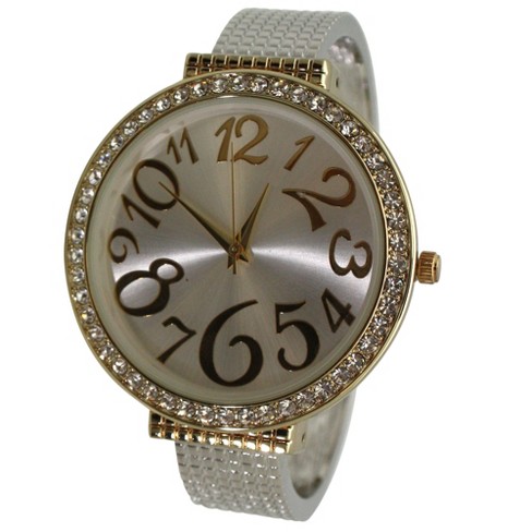 Two Tone Big Round Face With Rhinestones Women Watch Target