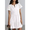 Coolmee Women Summer Mini Dress Casual V Neck Short Sleeve A Line Hollow Out Lace Ruffle Cute Short Beach Party Dresses - 2 of 4