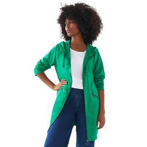 ellos Plus Size French Terry Zip-Front Hoodie With Zip Pockets - 1 of 4