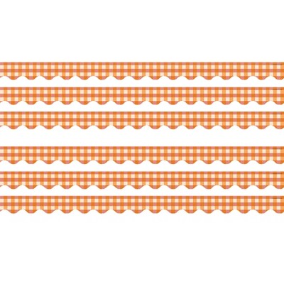 Teacher Created Resources® Orange Gingham Scalloped Border Trim, 35 Feet Per Pack, 6 Packs