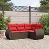 vidaXL 4 Piece Garden Sofa Set with Cushions Brown and Red - Without Table - 2 of 4