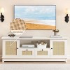 Homhougo TV Stand for 65" TV, Rattan Entertainment Center TV Media Console Table, Modern TV Stand with Storage and Drawer, TV Console Cabinet, White - 3 of 4