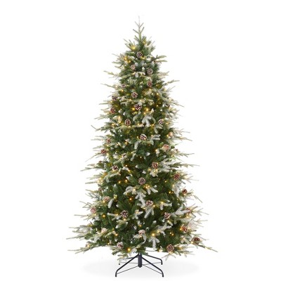Casafield Pre-Lit Slim Aspen Fir Artificial Christmas Tree with White & Multicolored LED Lights, Sturdy Stand