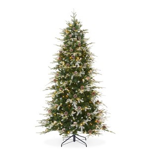 Casafield Pre-Lit Slim Aspen Fir Artificial Christmas Tree with White & Multicolored LED Lights, Sturdy Stand - 1 of 4