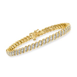 Ross-Simons 1.00-1.15 ct. t.w. Diamond Twisted-Link Bracelet in 18kt Gold Over Sterling - 1 of 3