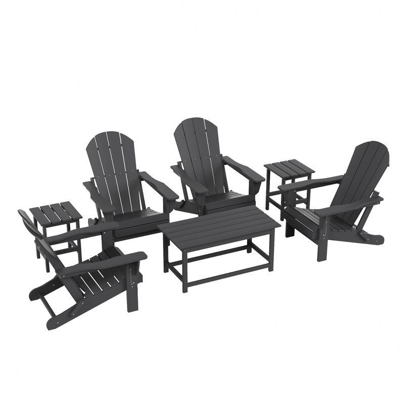 WestinTrends 7 Piece Set Outdoor Folding Adirondack Chairs with Coffee Table Side Table, 3 of 11