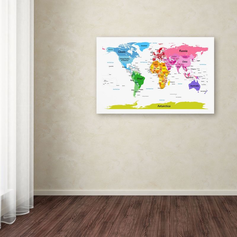Trademark Fine Art -Michael Tompsett 'World Map for Kids II' Canvas Art, 3 of 5