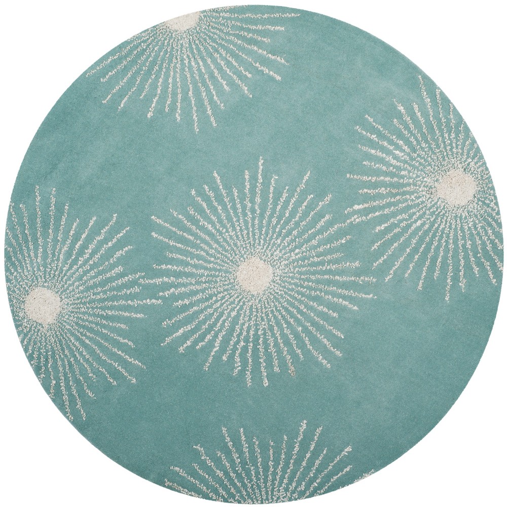 6' Round Burst Tufted Rug Teal - Safavieh