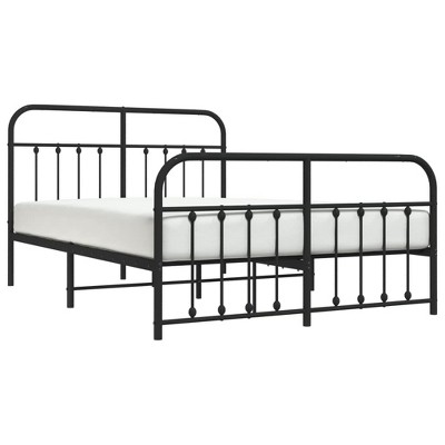 vidaXL Black Metal Bed Frame with Headboard and Footboard, Robust Steel Construction, Under Bed Storage Space